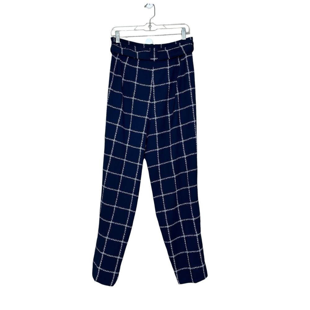Express blue white checkered pleated high waist belted pants size 18R - Picture 2 of 9